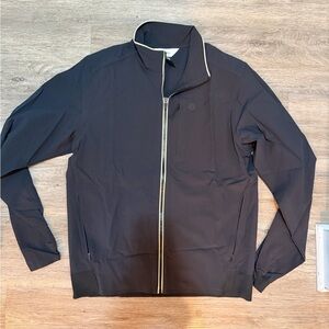 Vuori Men's Black Lightweight Full-Zip Shirt Jacket with Contrast Trim